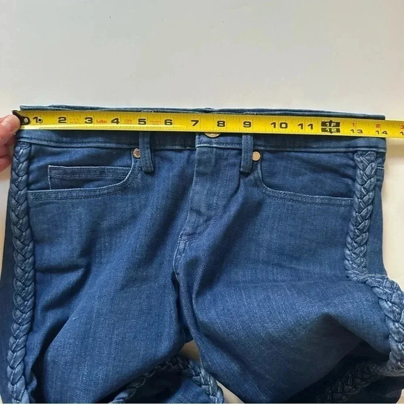 Lilly Pulitzer Braided Trim Denim Jeans Crop Bootcut Dark Wash Size 2 - Picture 9 of 13